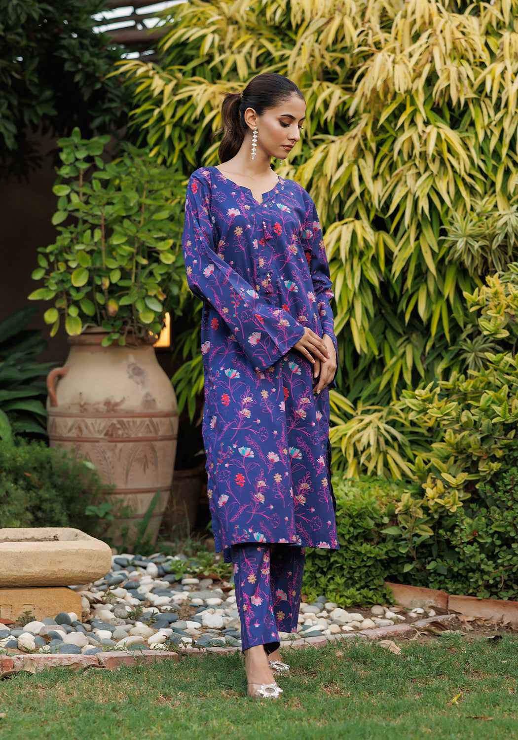 Eclipse Blossom - 2 PC Stitched Lawn Suit - Zarasi.pk