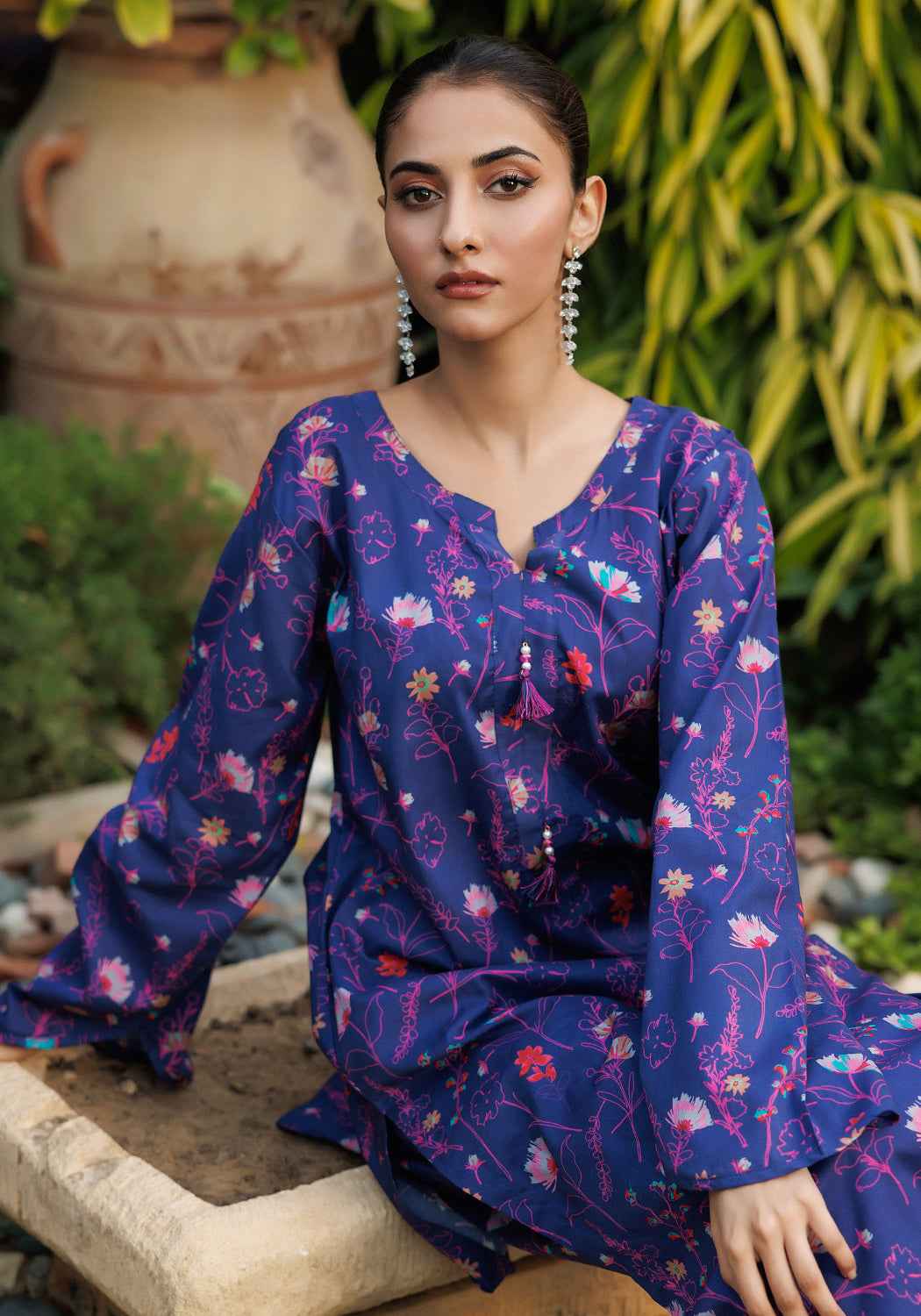 Eclipse Blossom - 2 PC Stitched Lawn Suit - Zarasi.pk