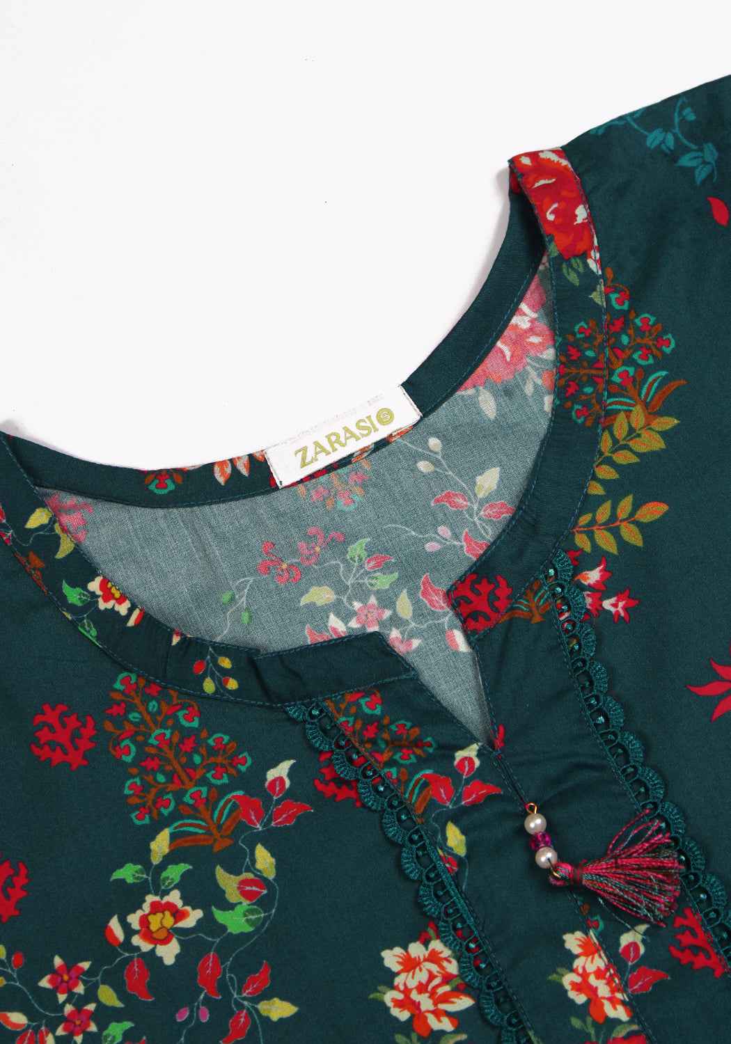 Marine Floral - 2 PC Stitched Lawn Suit - Zarasi.pk