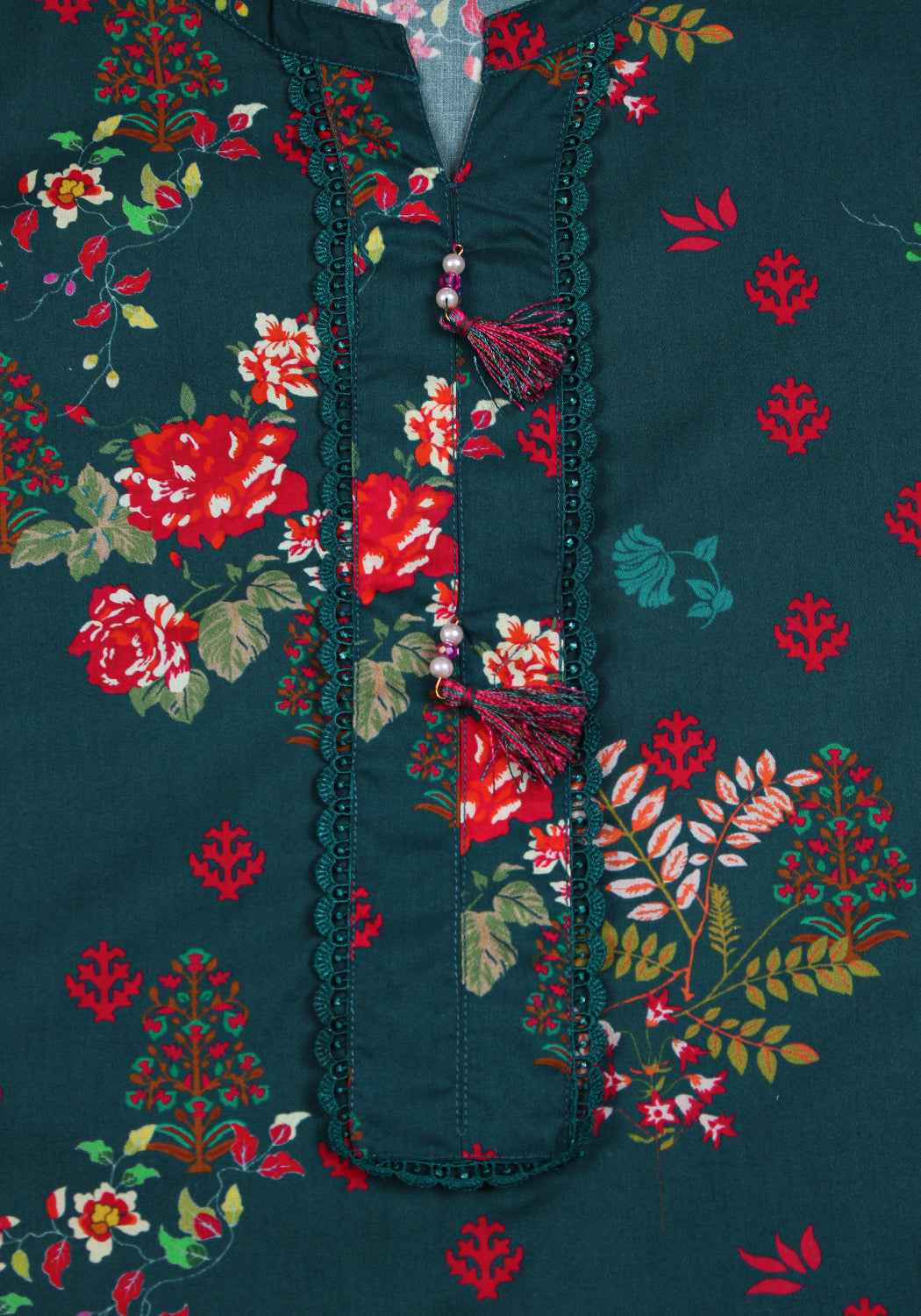 Marine Floral - 2 PC Stitched Lawn Suit - Zarasi.pk