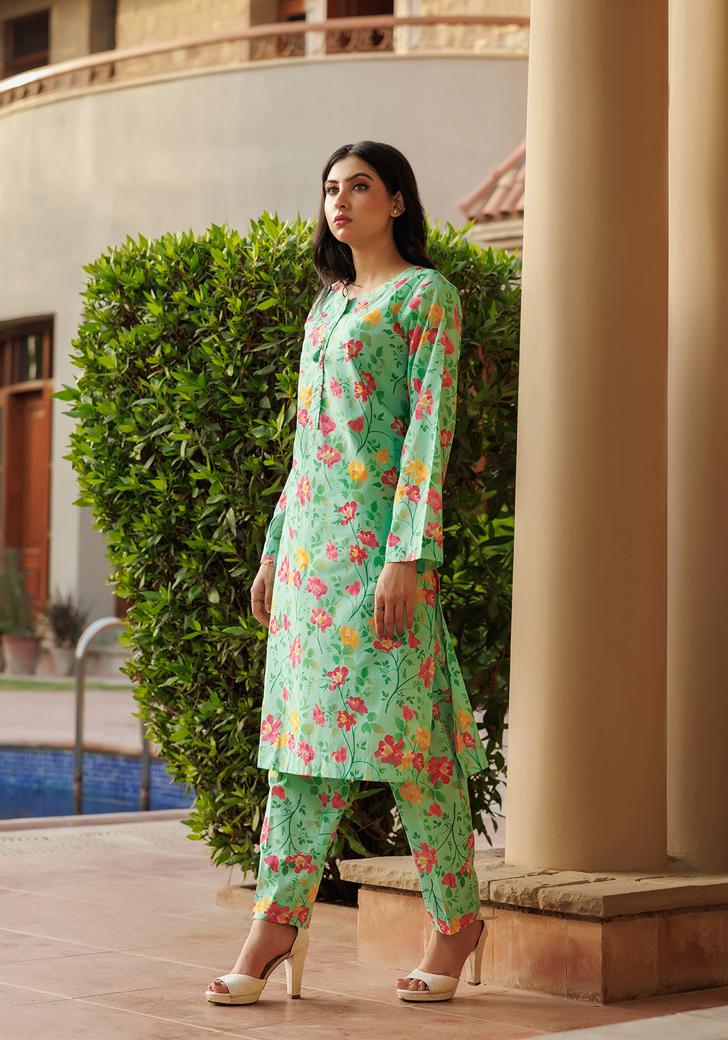 Hibiscus - 2 PC Stitched Lawn Suit | Timeless Bloom