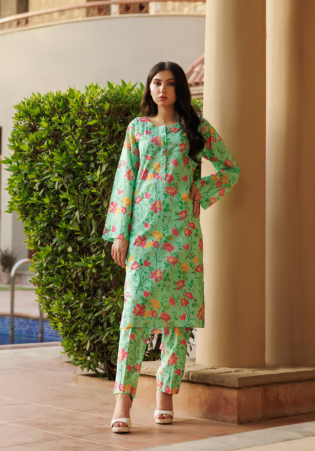 Hibiscus - 2 PC Stitched Lawn Suit | Timeless Bloom