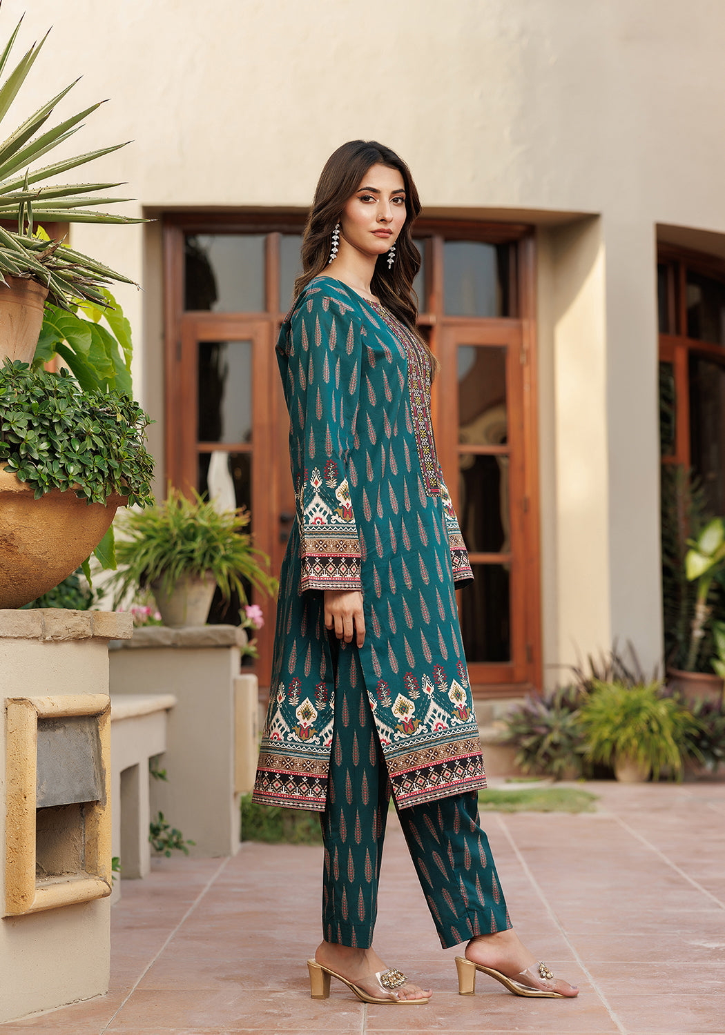 Emerald - 2 PC Stitched Lawn Suit | Timeless Bloom