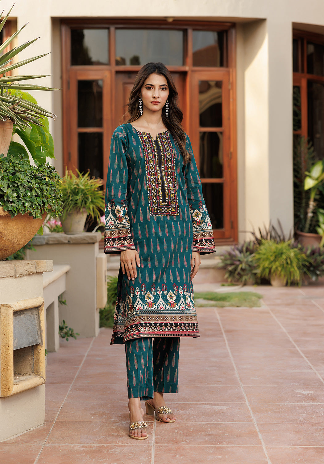 Emerald - 2 PC Stitched Lawn Suit | Timeless Bloom