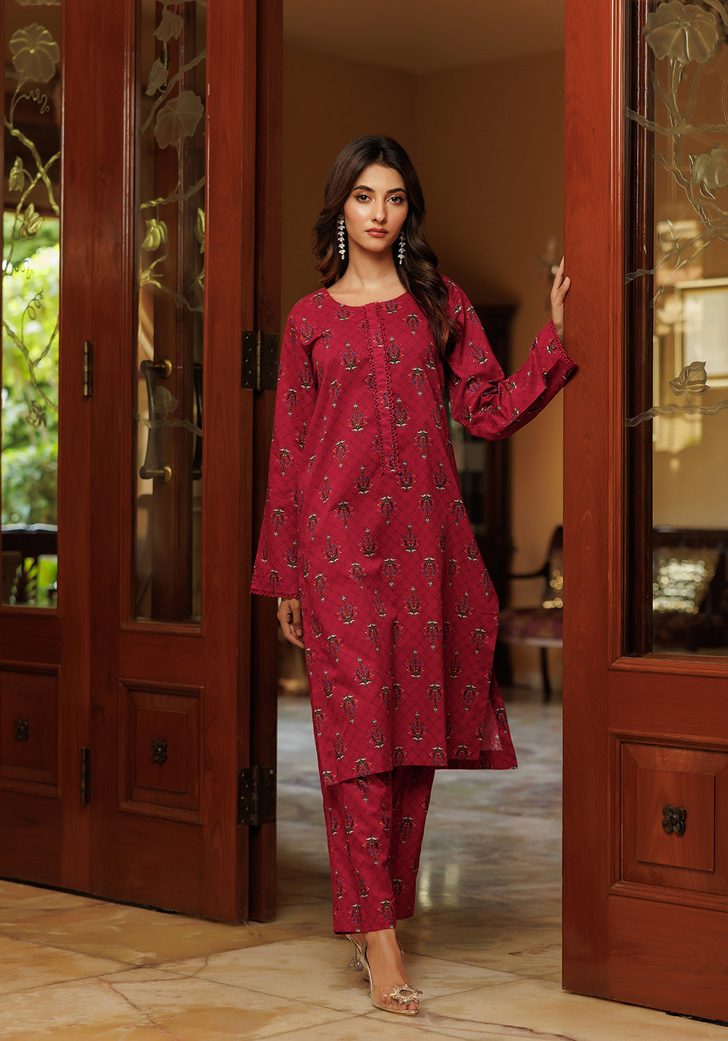 Ember - 2 PC Stitched Lawn Suit | Timeless Bloom