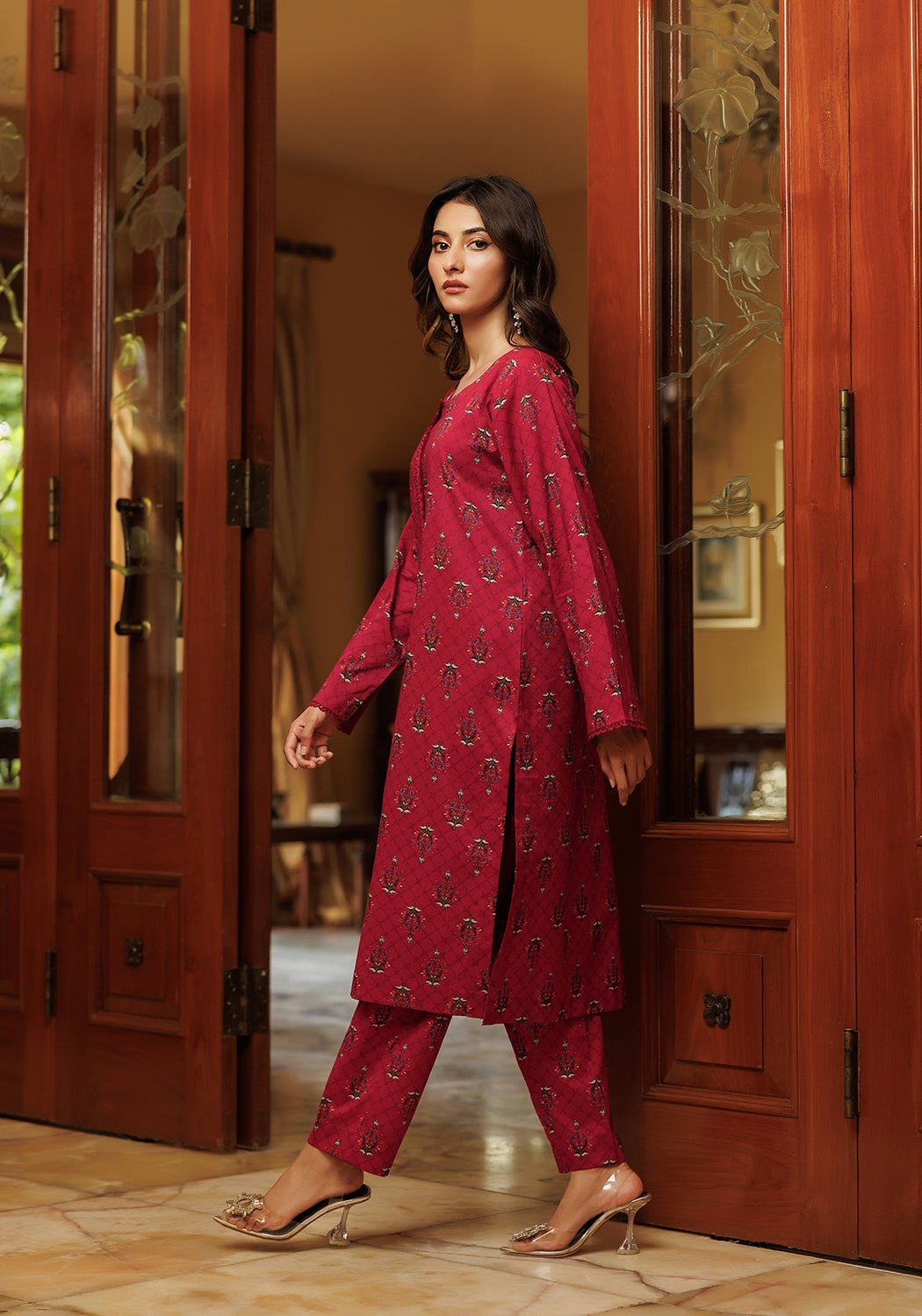 Ember - 2 PC Stitched Lawn Suit | Timeless Bloom